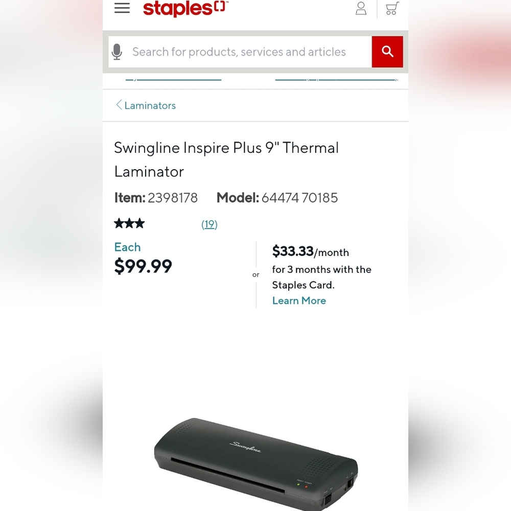 AUTHENTIC STAPLES THERMAL LAMINATOR & TWO PACKS LAMINATING POUCHES SHEETS 🎁